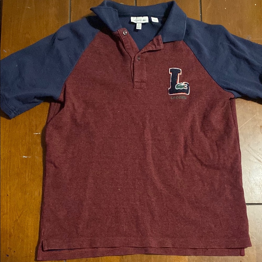 Lacoste Red and Blue Polo Shirt Classic Design